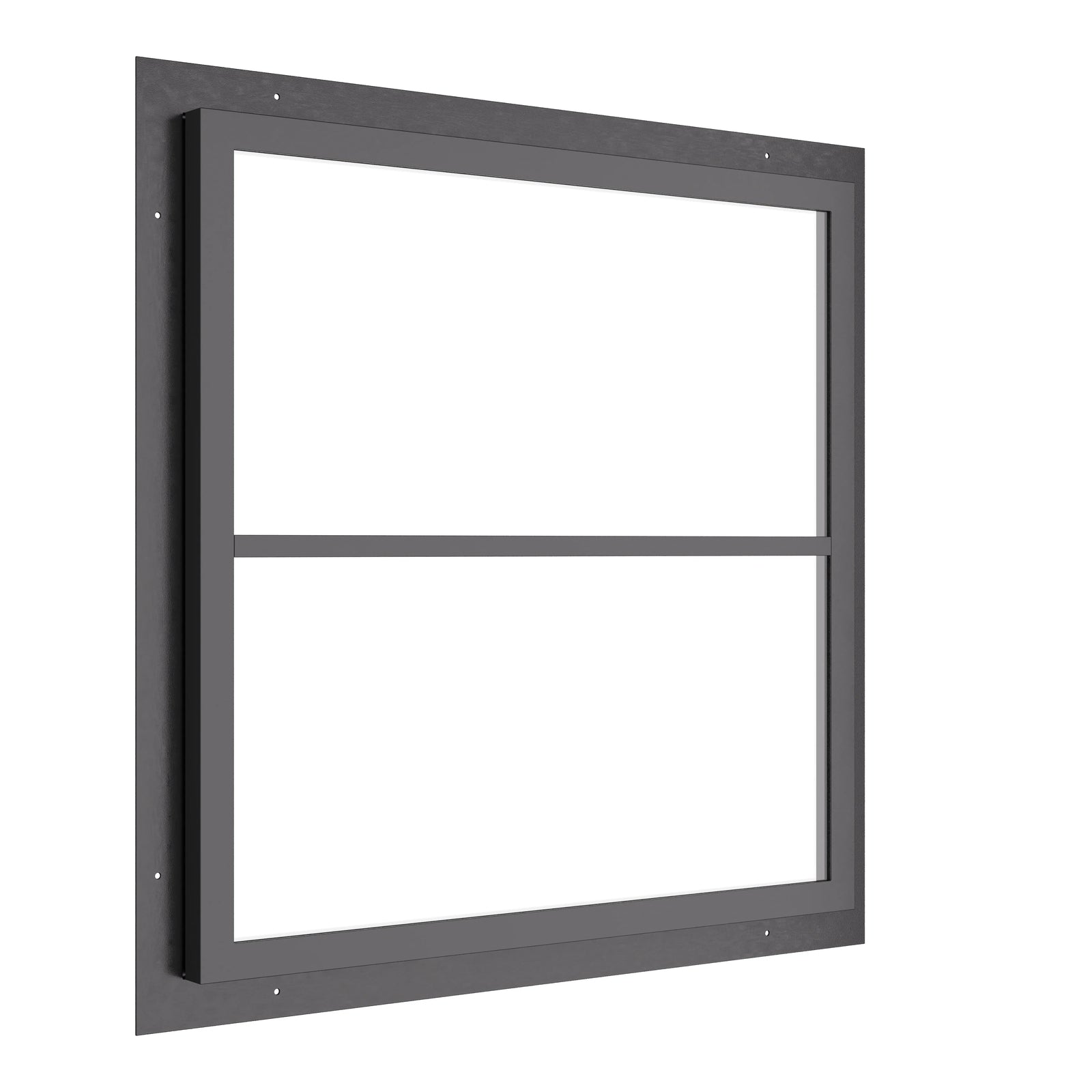 fixed square steel window with 0V 1H grid pattern and slim frame