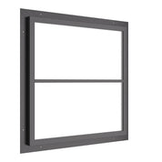 fixed square steel window with 0V 1H grid pattern and slim frame