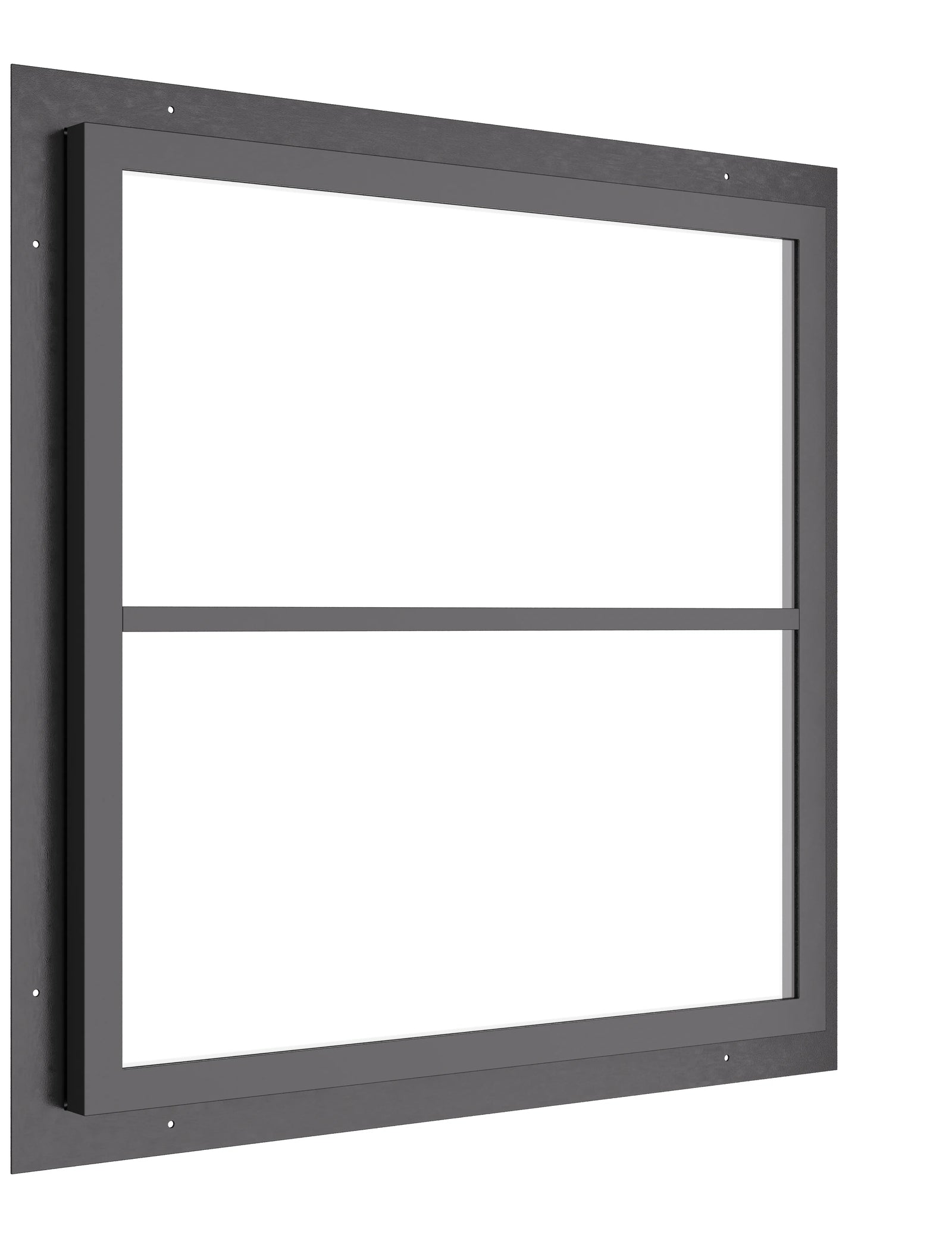 fixed square steel window with 0V 1H grid pattern and slim frame