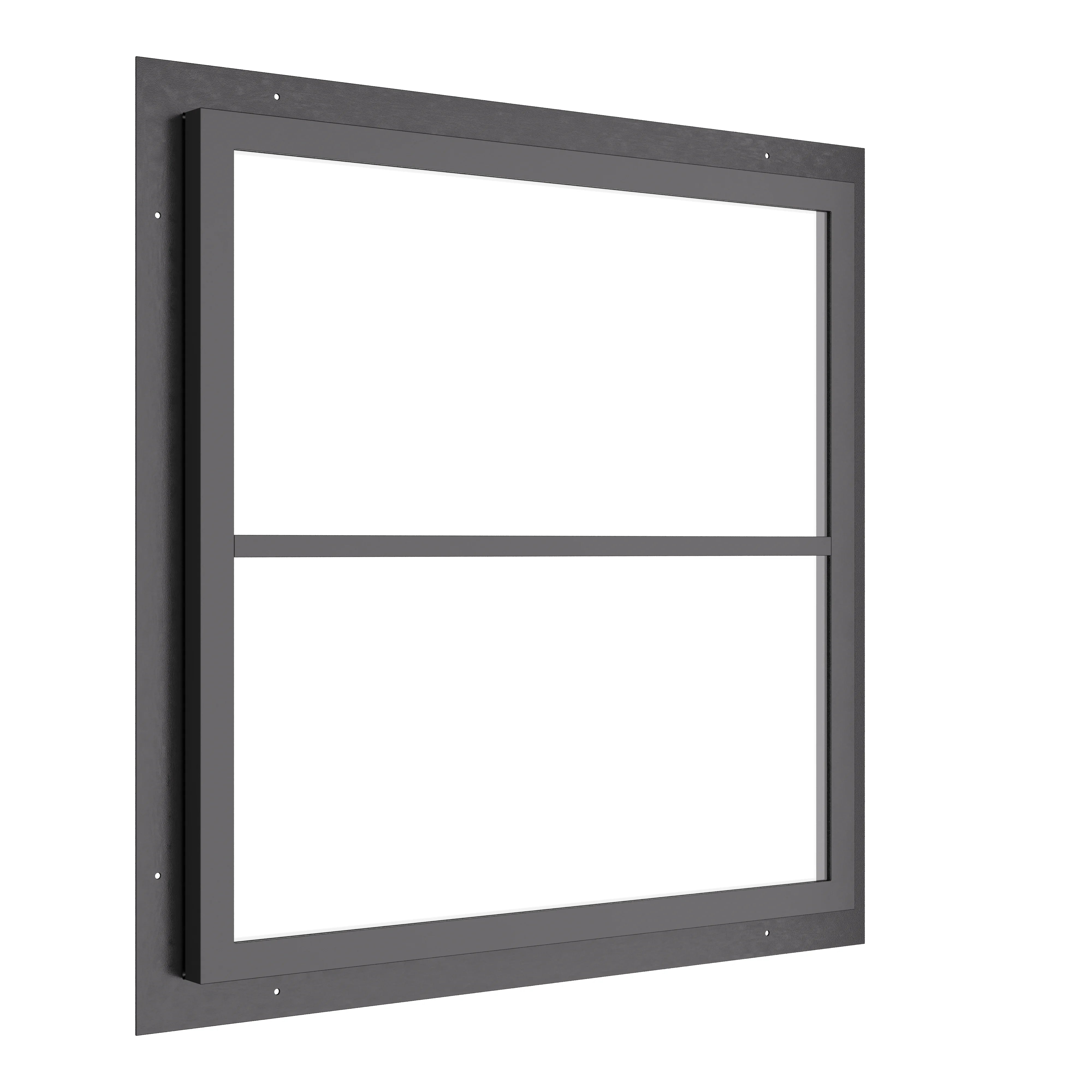 fixed square steel window with 0V 1H grid pattern and slim frame
