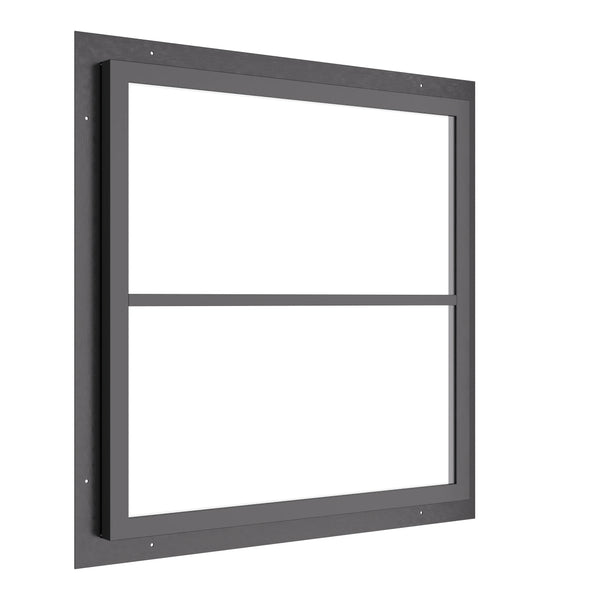 fixed square steel window with 0V 1H grid pattern and slim frame