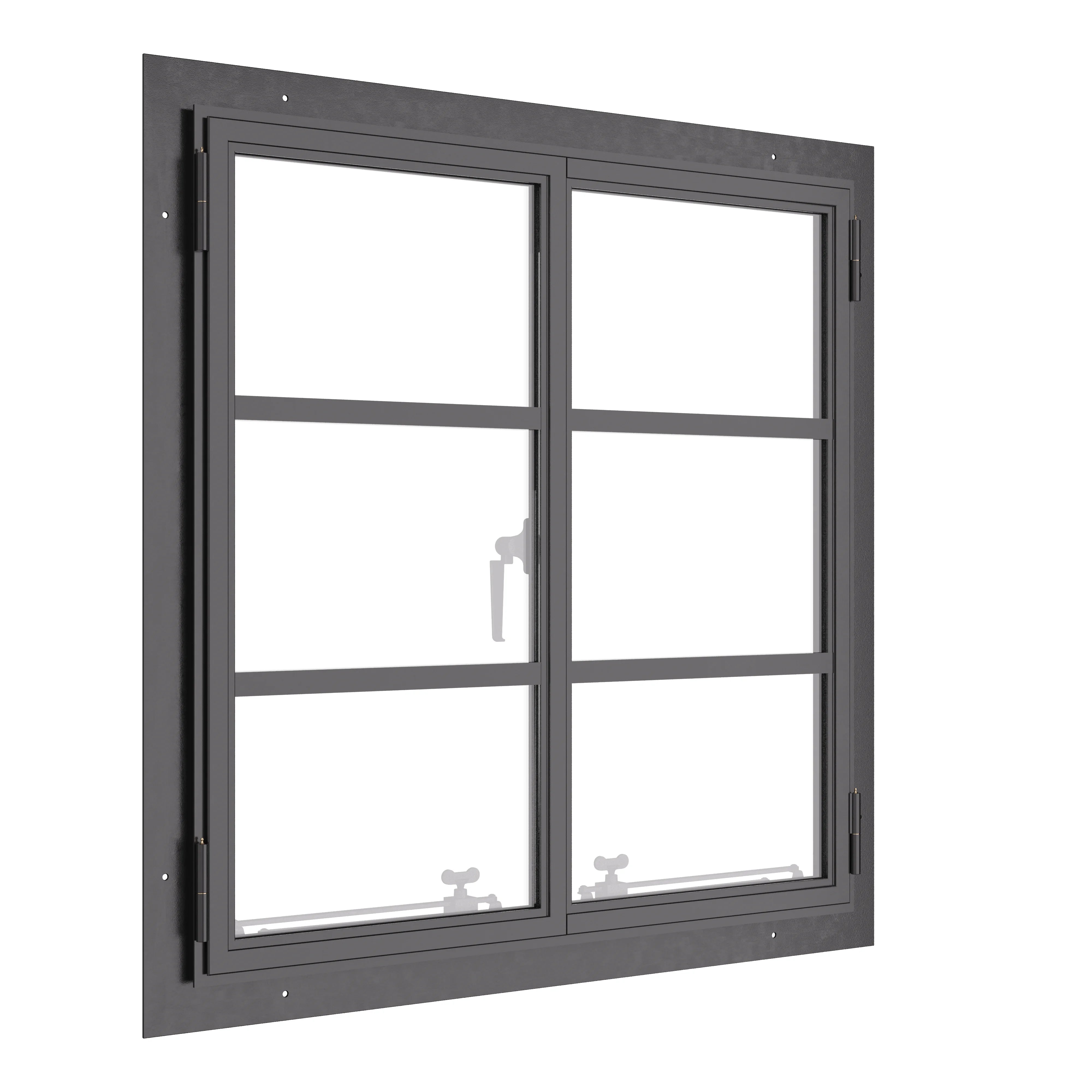 Thermally broken square double casement steel window with energy-efficient Low-E glass
