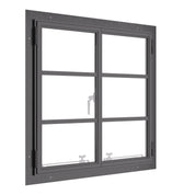Square double casement window, thermal break, galvanized steel, insulated glass