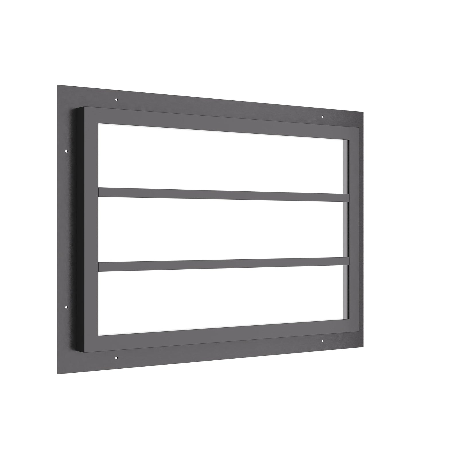 horizontal steel window with two horizontal gridlines and slim frame