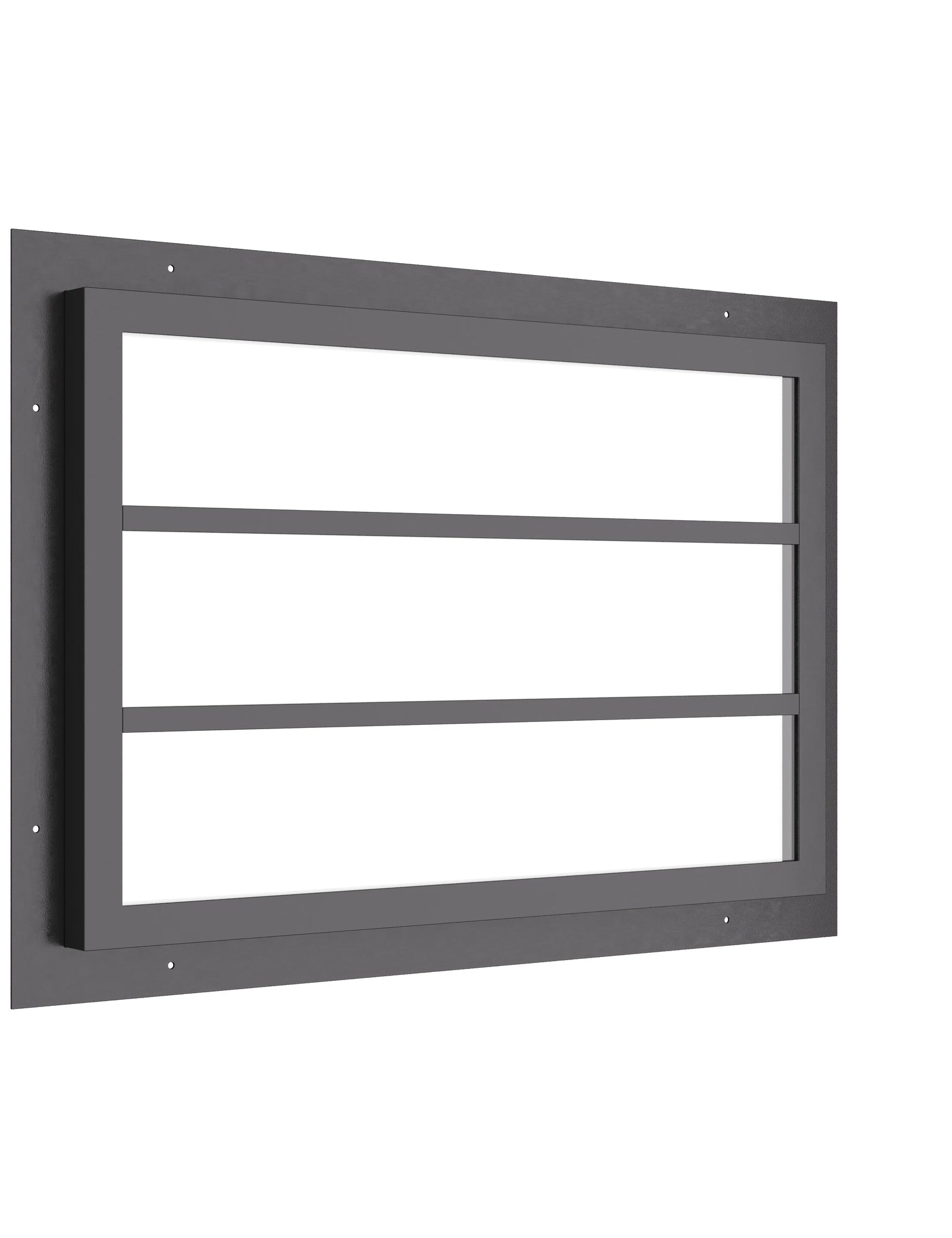 horizontal steel window with two horizontal gridlines and slim frame