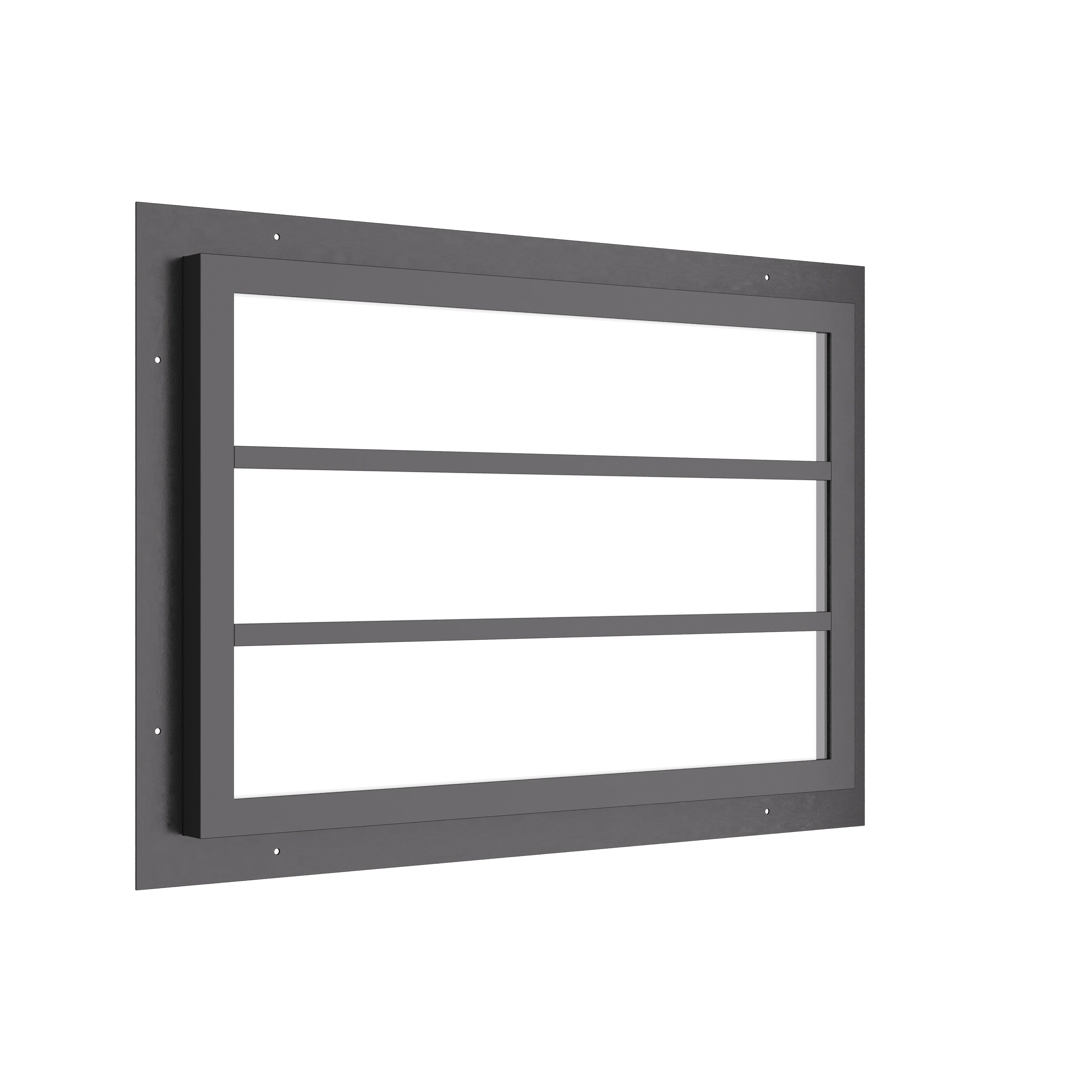 horizontal steel window with two horizontal gridlines and slim frame