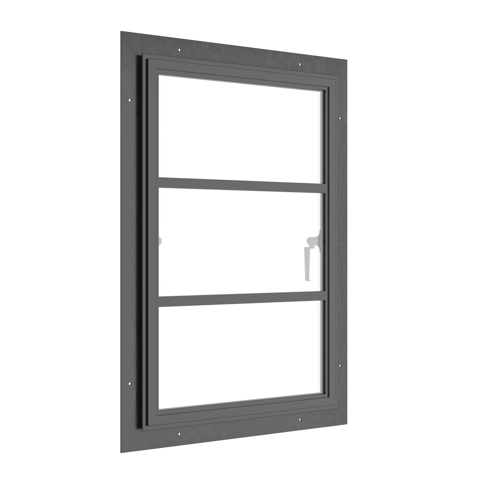 Thermally broken push-out steel window, 0V 2H grid, cold-rolled galvanized steel, black, tempered Low-E glass