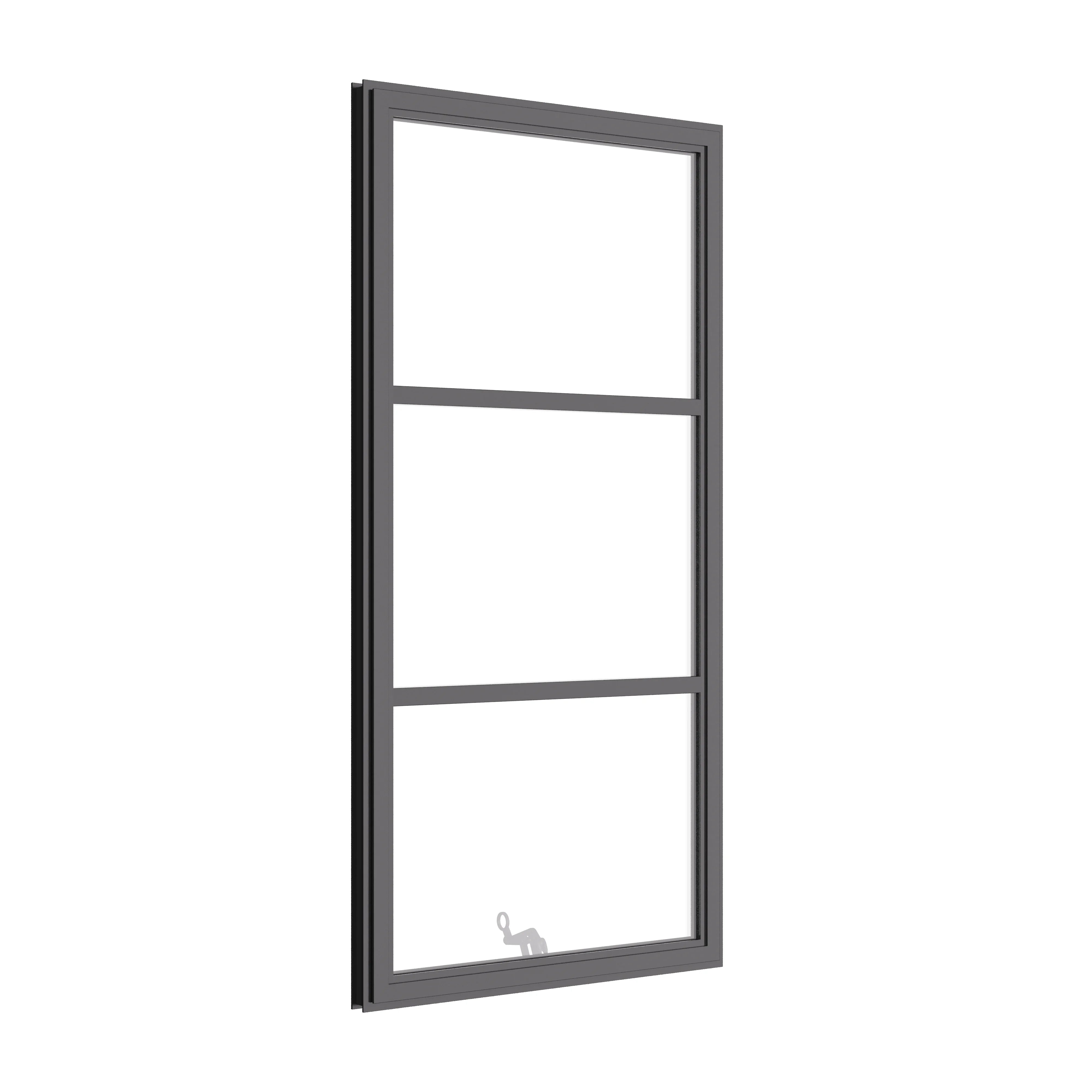 Awning steel window, portrait, 0V 2H grid, ring pull, hot-rolled galvanized steel, black, tempered Low-E glass