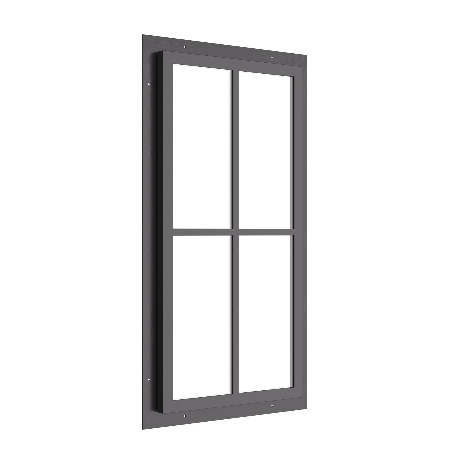 portrait steel window with 1V 1H grid and insulated glazing