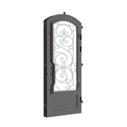 Beverly subtle arch top single door in matte black finish for cold weather.