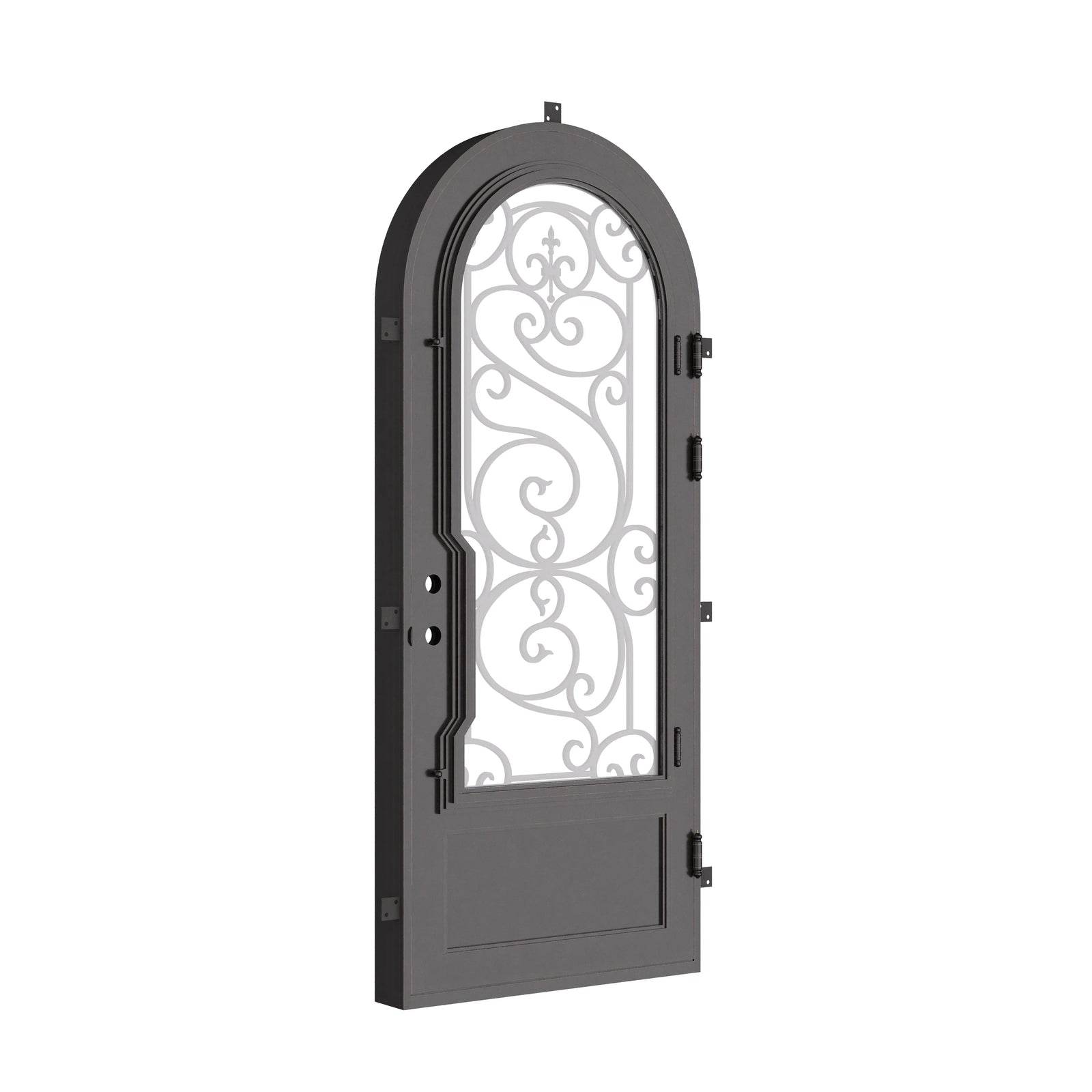 Beverly full arch top door thermally broken in black.
