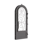 Beverly single radius top front door with energy efficient dual-pane glass in bronze color.