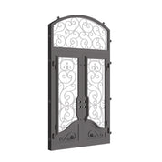 Beverly double flat with curved transom and thick glass in bronze color.