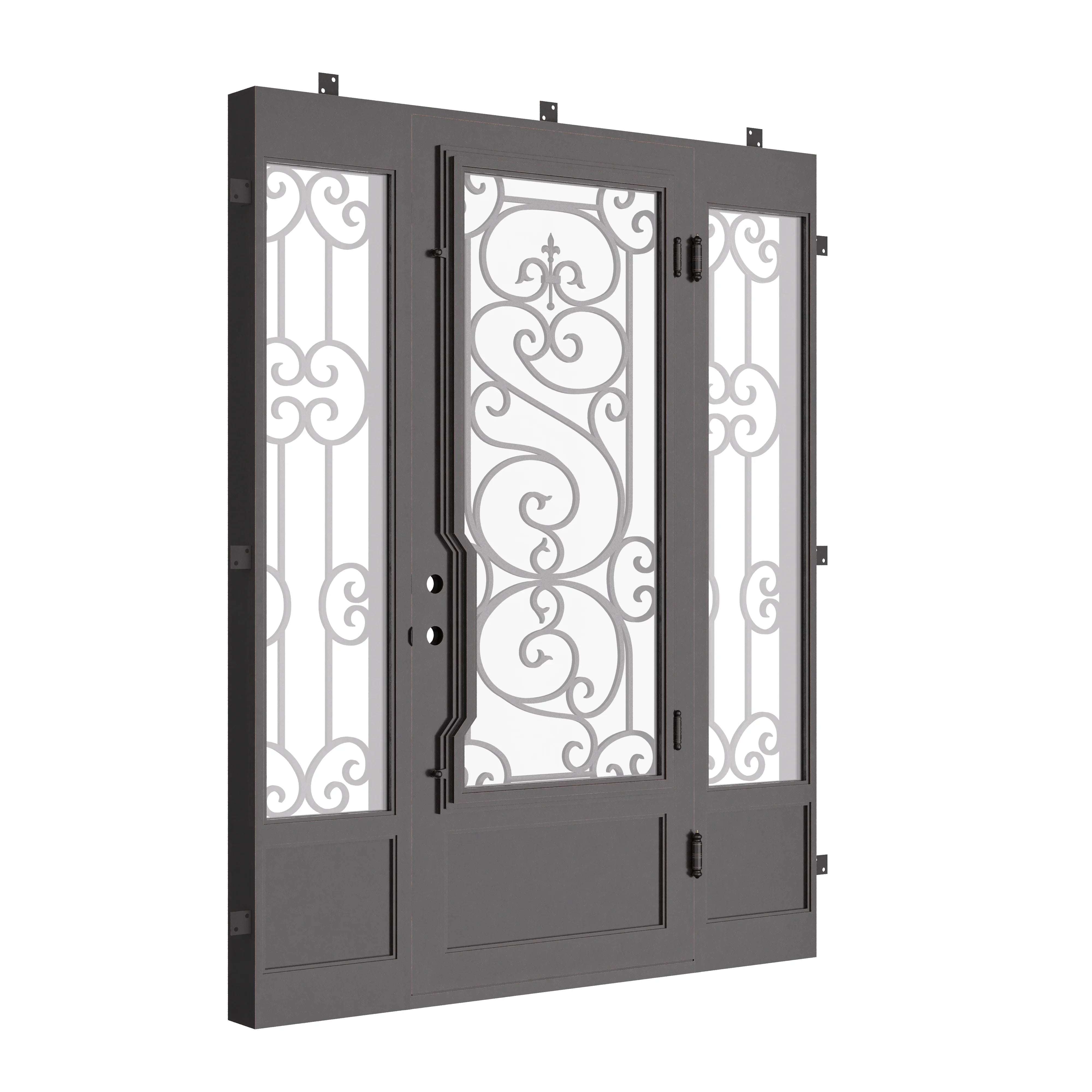 Beverly thermally broken square top single exterior door with side windows.