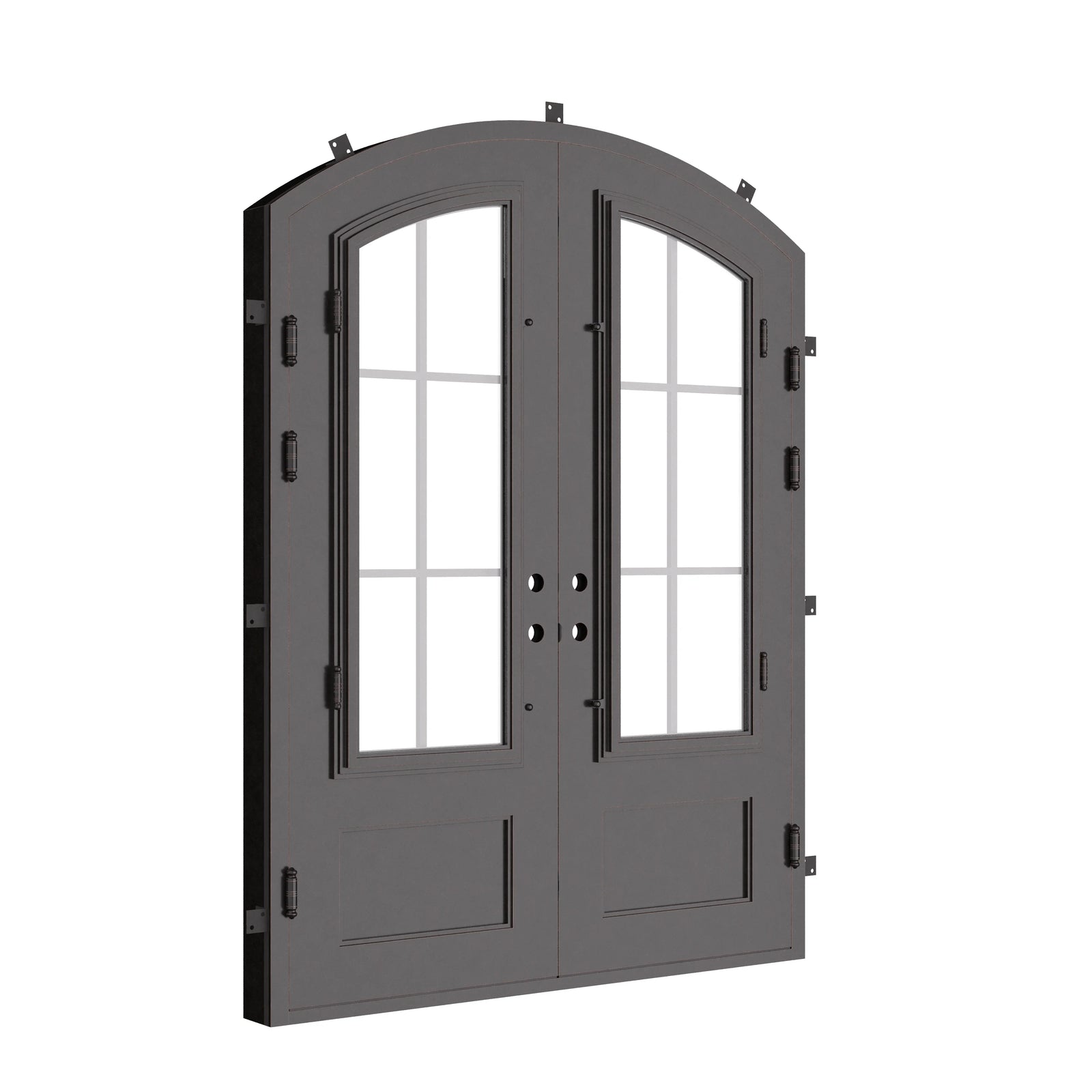 Bristol entry door in black with glass and thermal break.