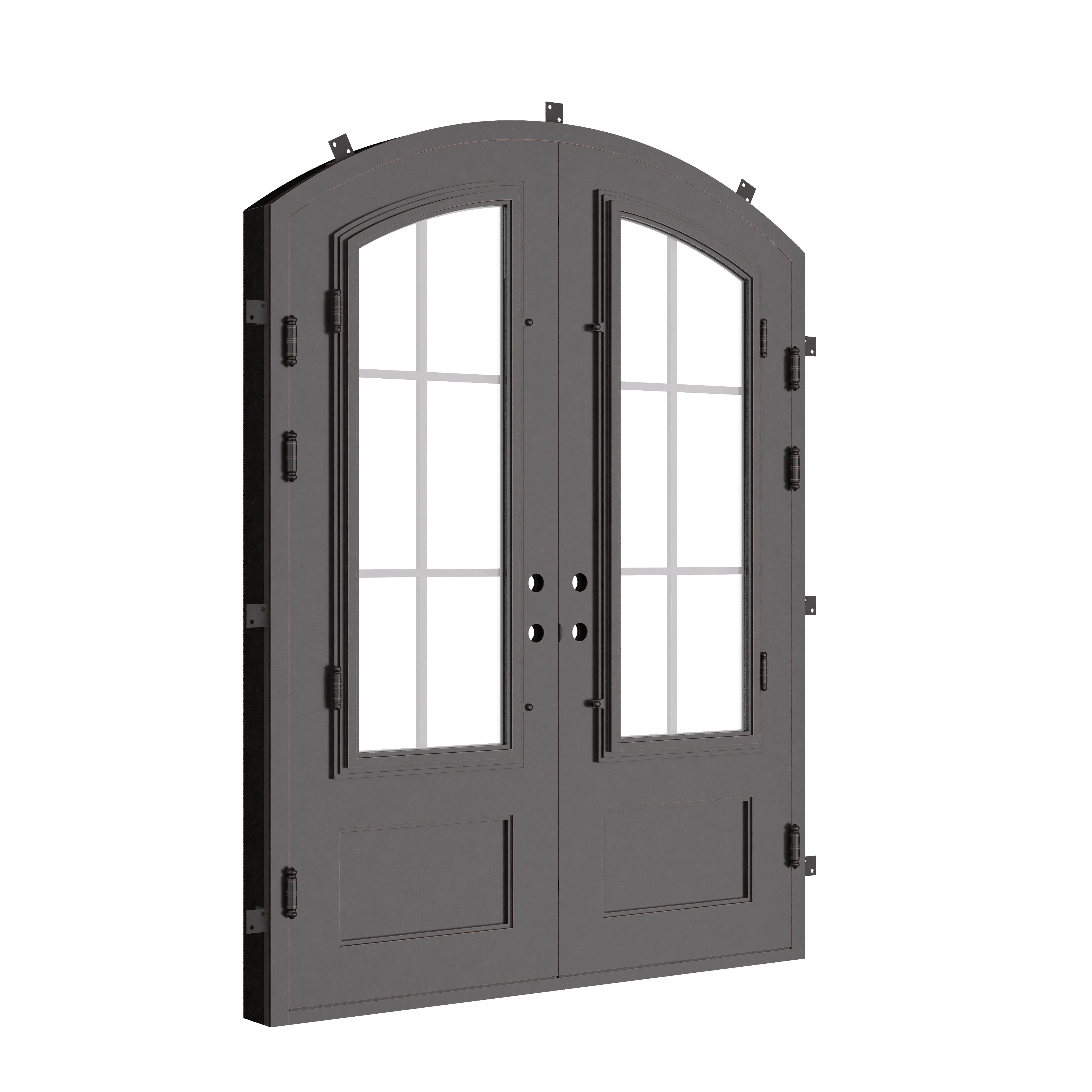 Bristol bronze shaded entry door with efficient glass and arch design.