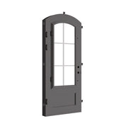 Bristol single soft arch top swing door with glass panel.