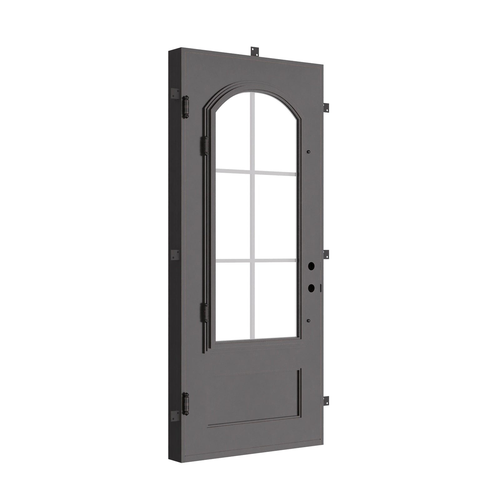 Bristol single metal exterior door with thermal break in bronze color.