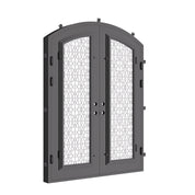 DNA’ Door arched top entry door in bronze with thermal break and glass.
