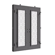DNA’ Door bronze color iron double flat top patio door with glass.