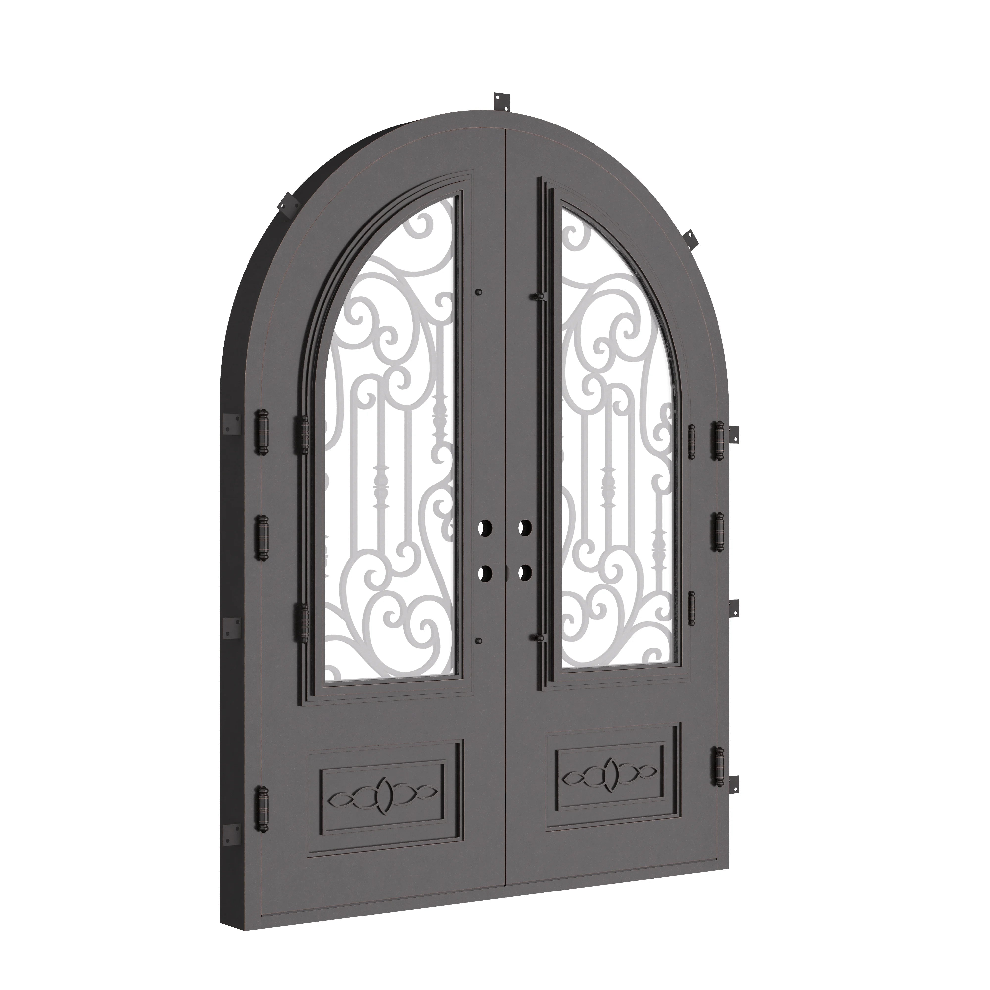Golden Gate double full arch top entry door with energy efficient dual-pane glass.