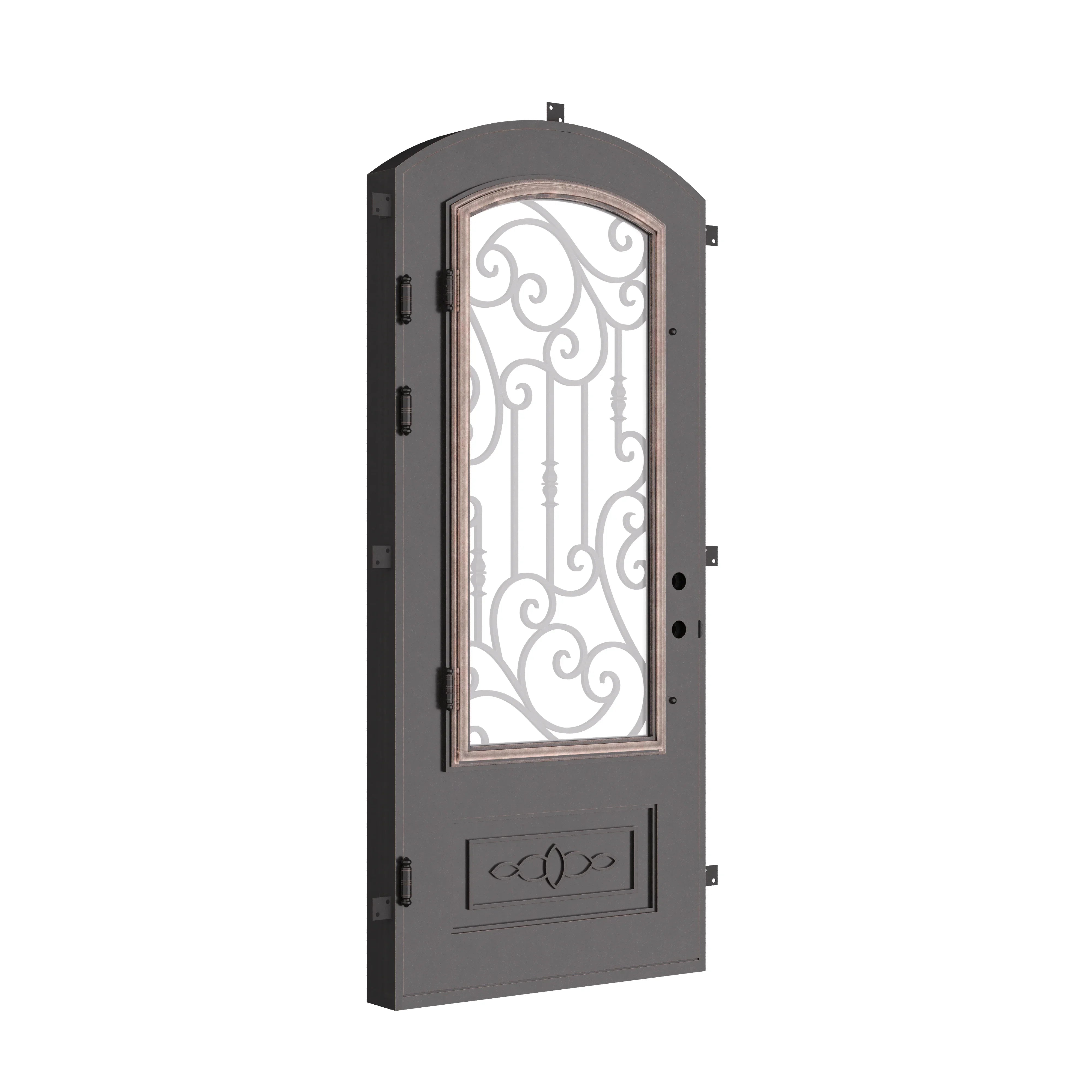 Golden Gate curved top single door in black finish for cold climates.