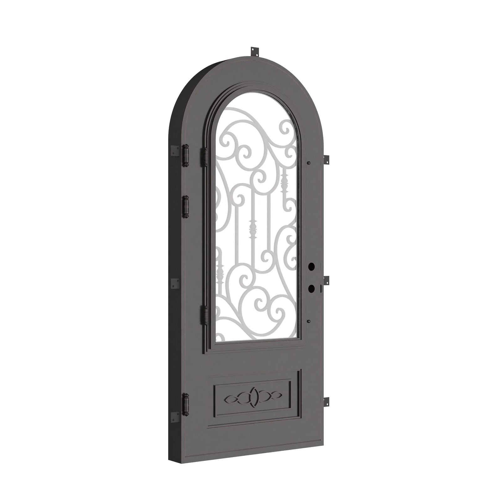 Golden Gate thermally broken exterior full arch metal door in matte black color.