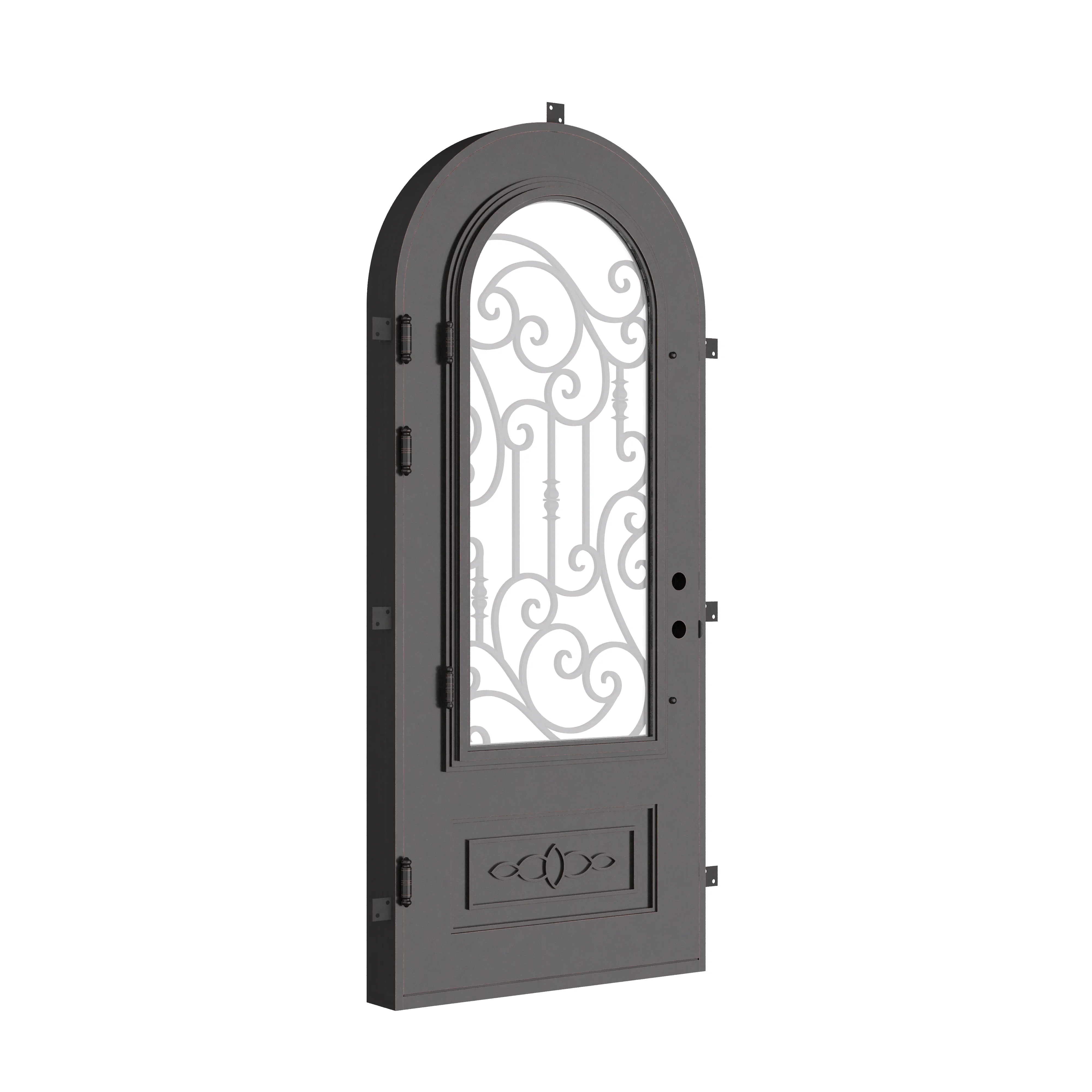 Golden Gate single full arch top door with thick double-pane glass.