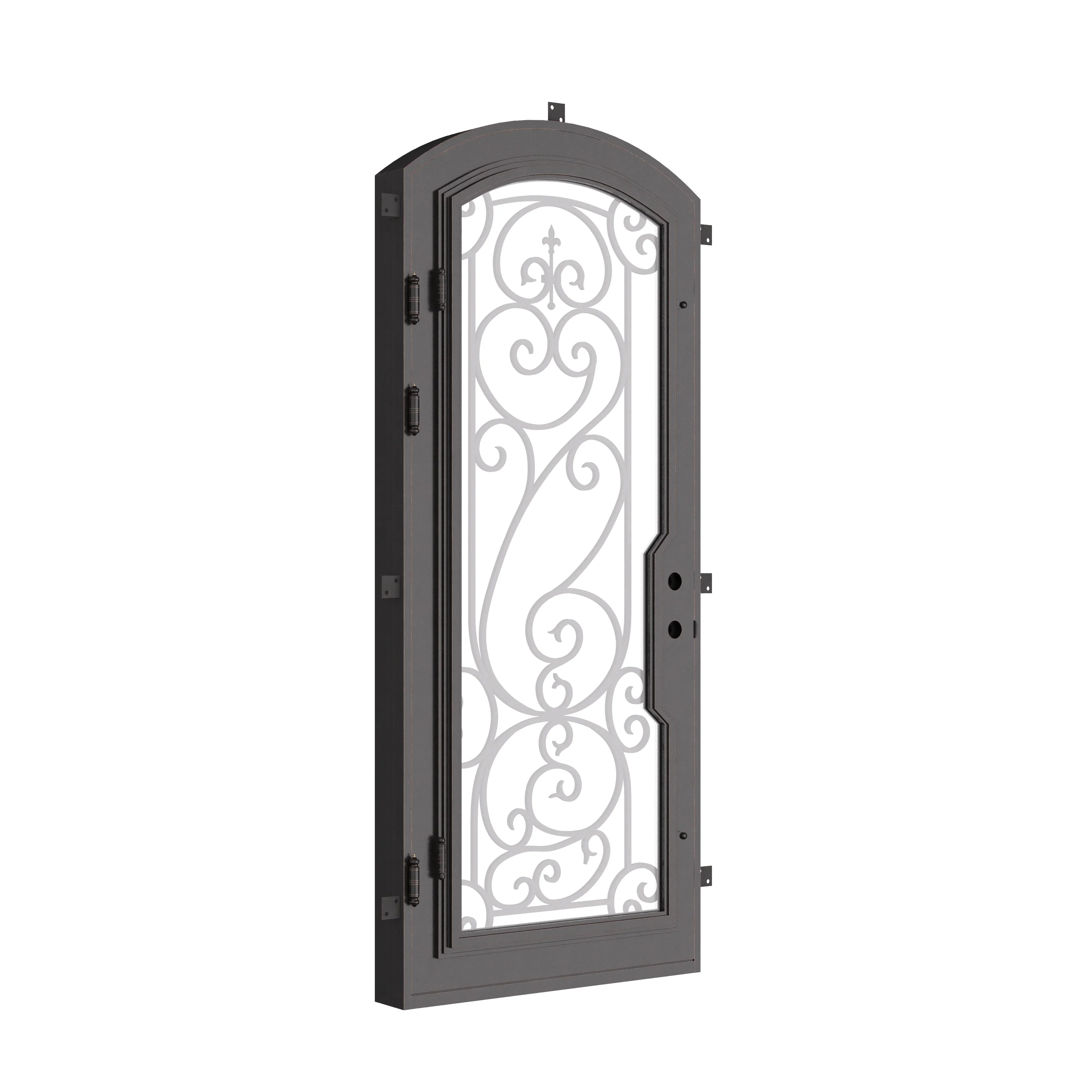 Golden Gate black finished curved top single swing door.