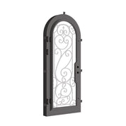 Hills pre-hung bronze color metal single full arch door with tempered glass.
