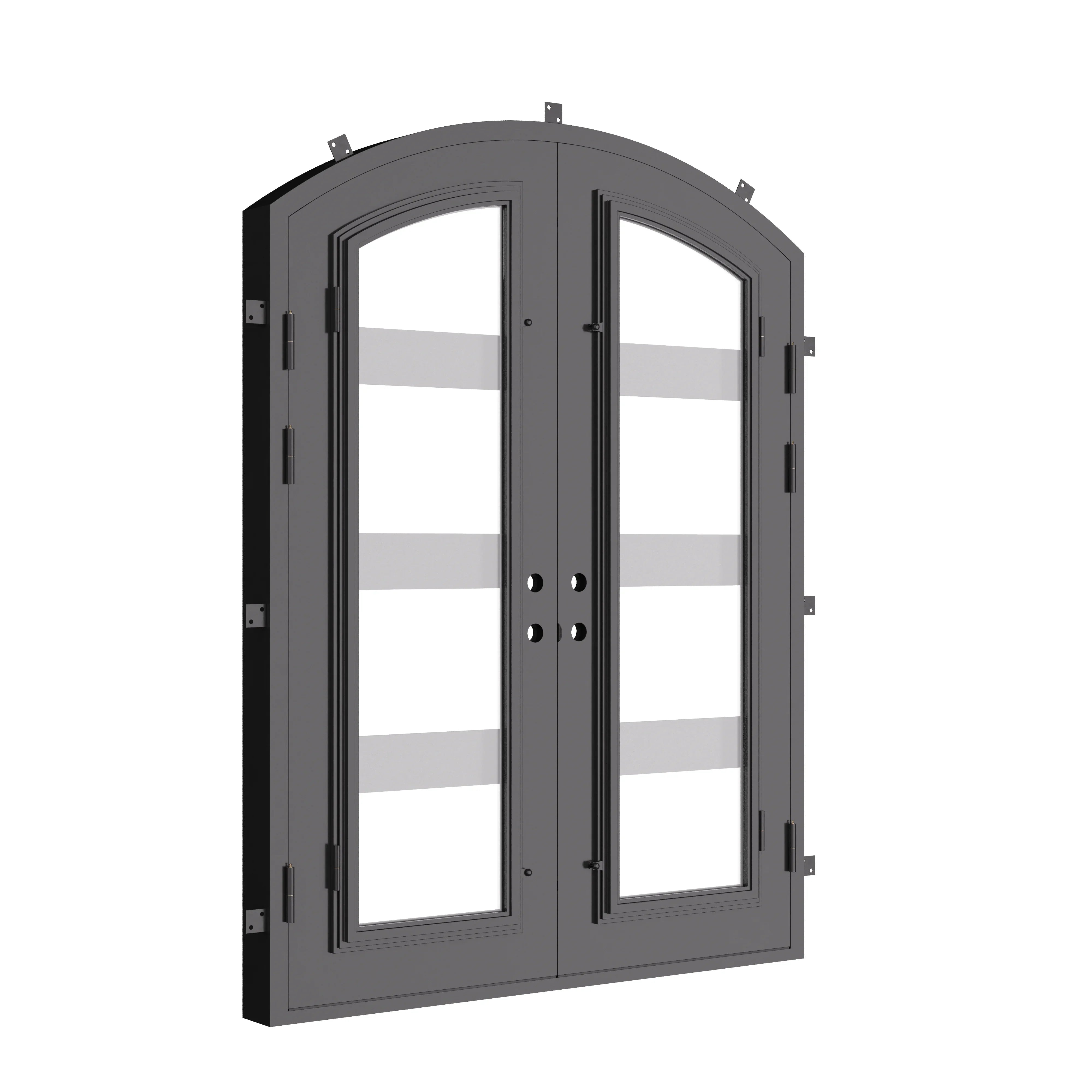 Knox arched top double door in bronze with clear glass and thermal break.