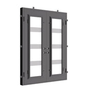 Knox black iron double door with square top and tempered glass.
