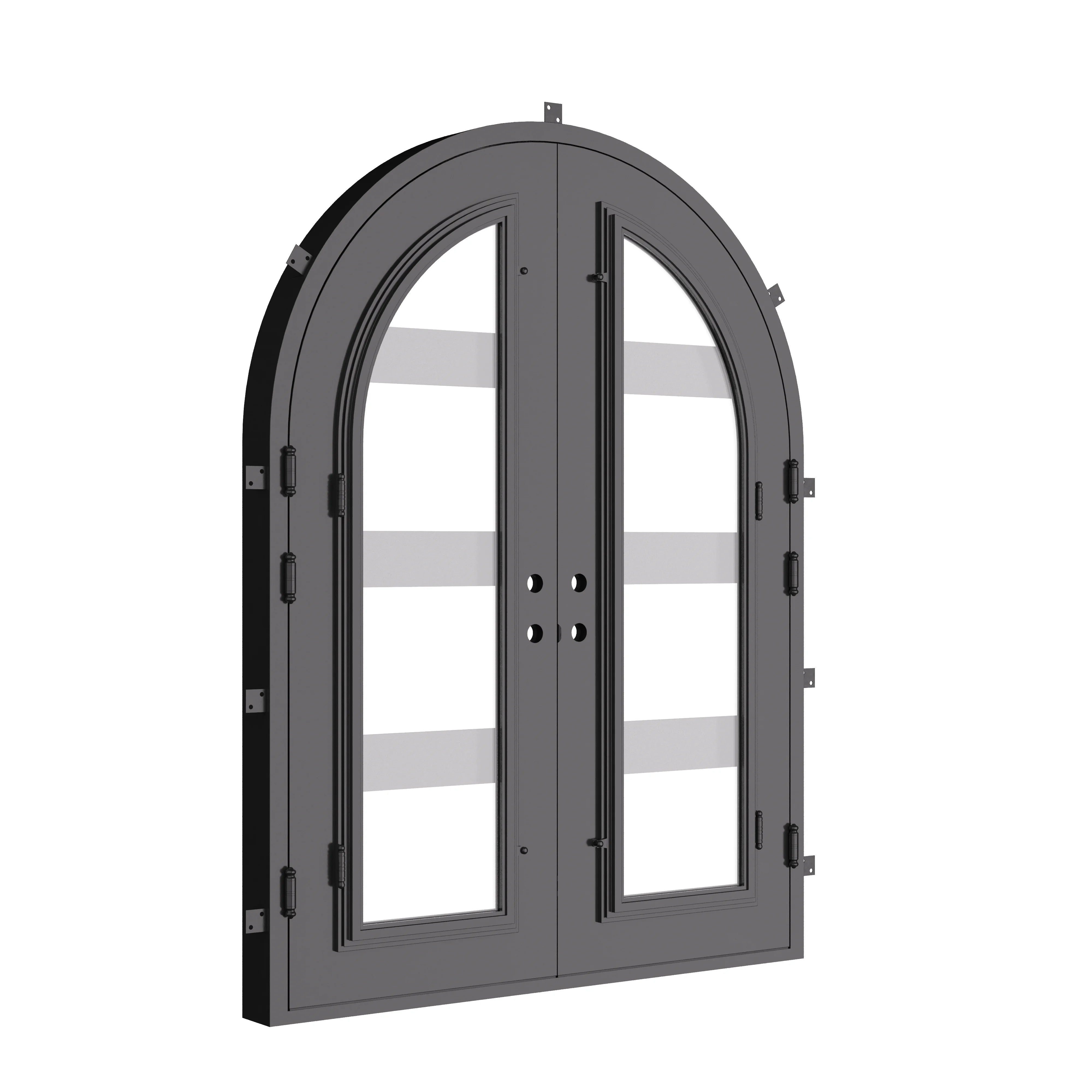 Knox double full arch top door with modern style and dual-pane glass.