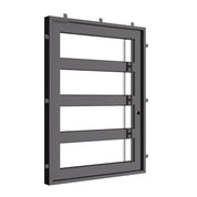 Knox pivot door with simple metalwork in black color and flat top.
