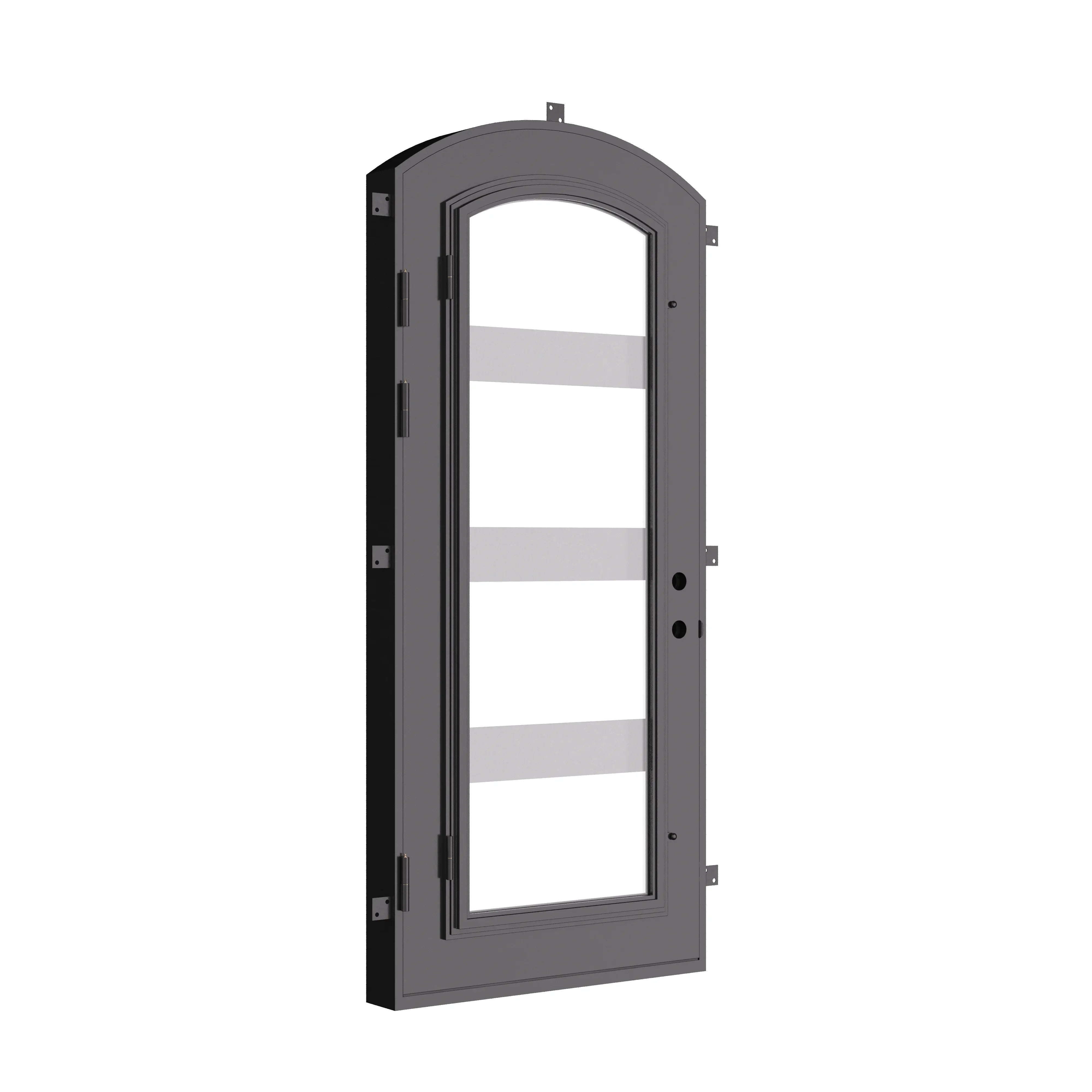 Knox arch top iron swinging door with thermal barrier.
