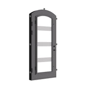 Knox curved top iron single swing door with efficient glass.