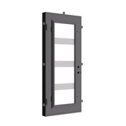 Knox Black flat top single entry door with dual-pane glass insert.