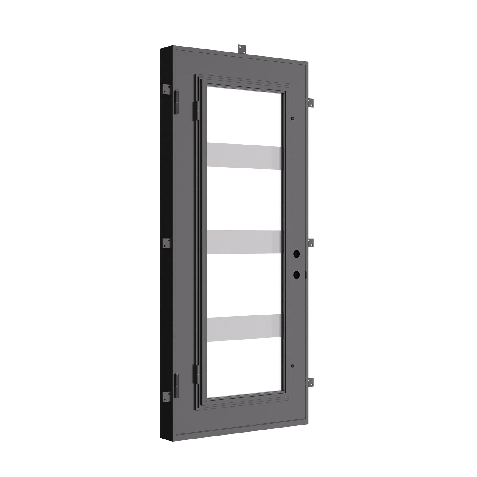 Knox thermally broken swing door in matte black.
