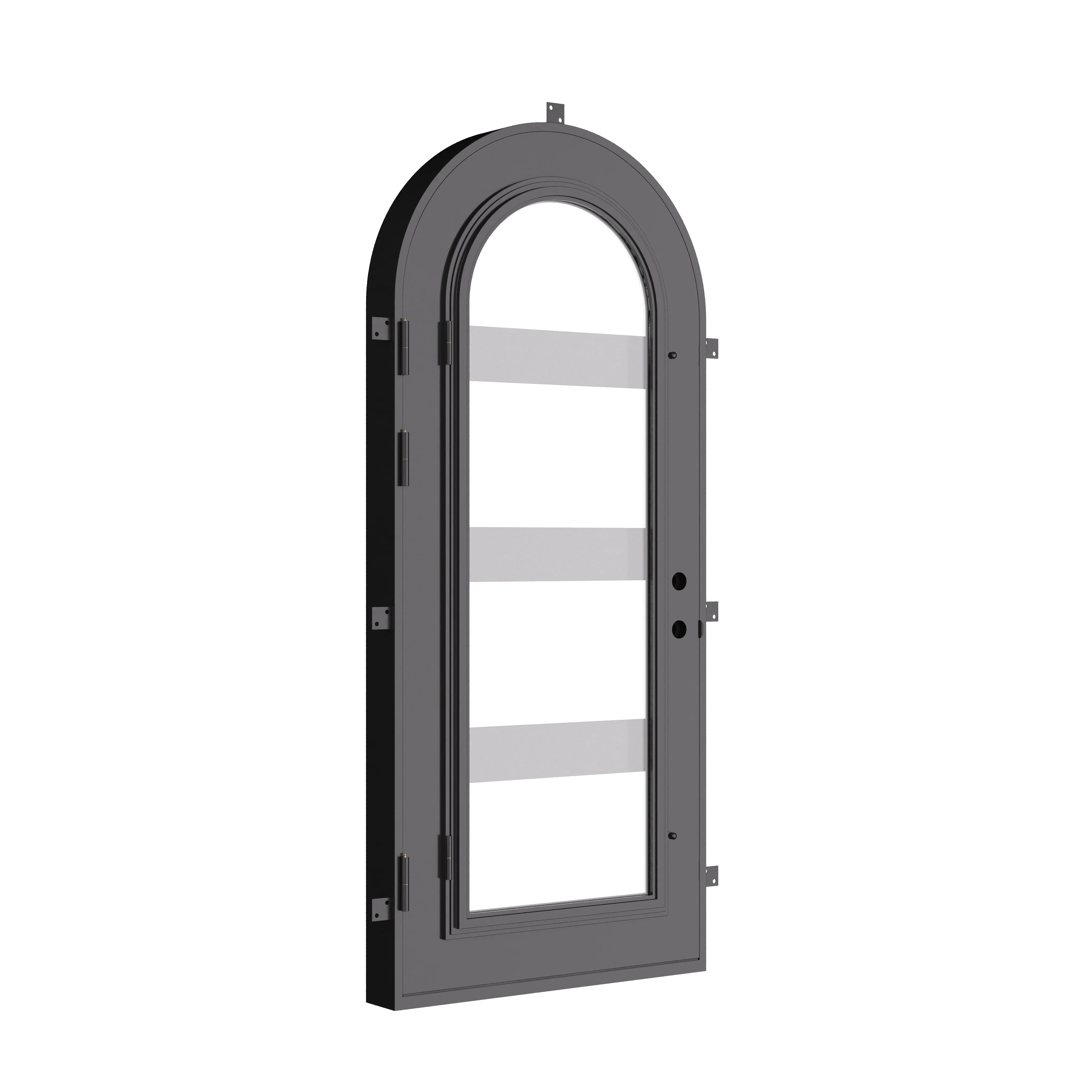 Knox full arch top metal door for cold weather in black color.