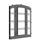 Knox thermally broken single arch top door with sidelights and contemporary design.