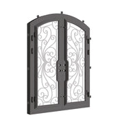Miracle arch top metal entry door with thermal barrier and clear glass in bronze.
