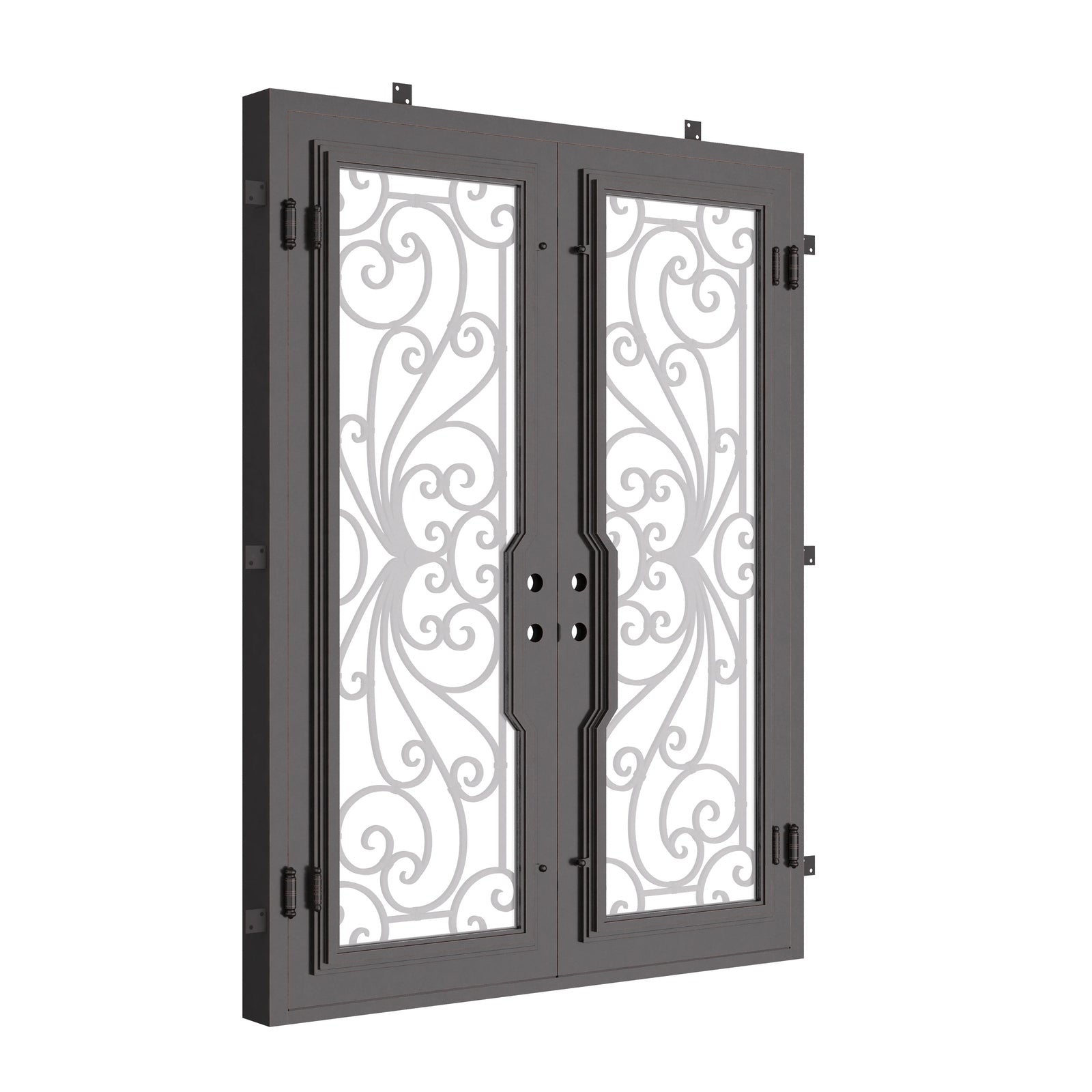 Miracle bronze color metal double flat patio door with tempered glass.