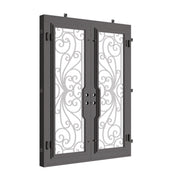 Miracle bronze color metal double flat patio door with tempered glass.