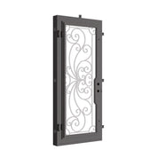 Miracle Pre-hung bronze color wrought iron door with operable glass panel.
