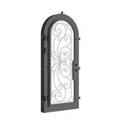 Miracle exterior full arch metal door with thermal barrier in black.
