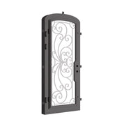 Miracle mini arch top single iron door with energy efficient double tempered glass.