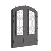 New York black colored arched top metal door with thermal break and glass.