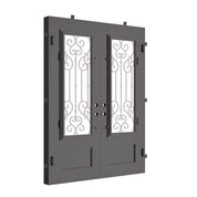 New York bronze color exterior metal double flat front door with energy efficient glass.