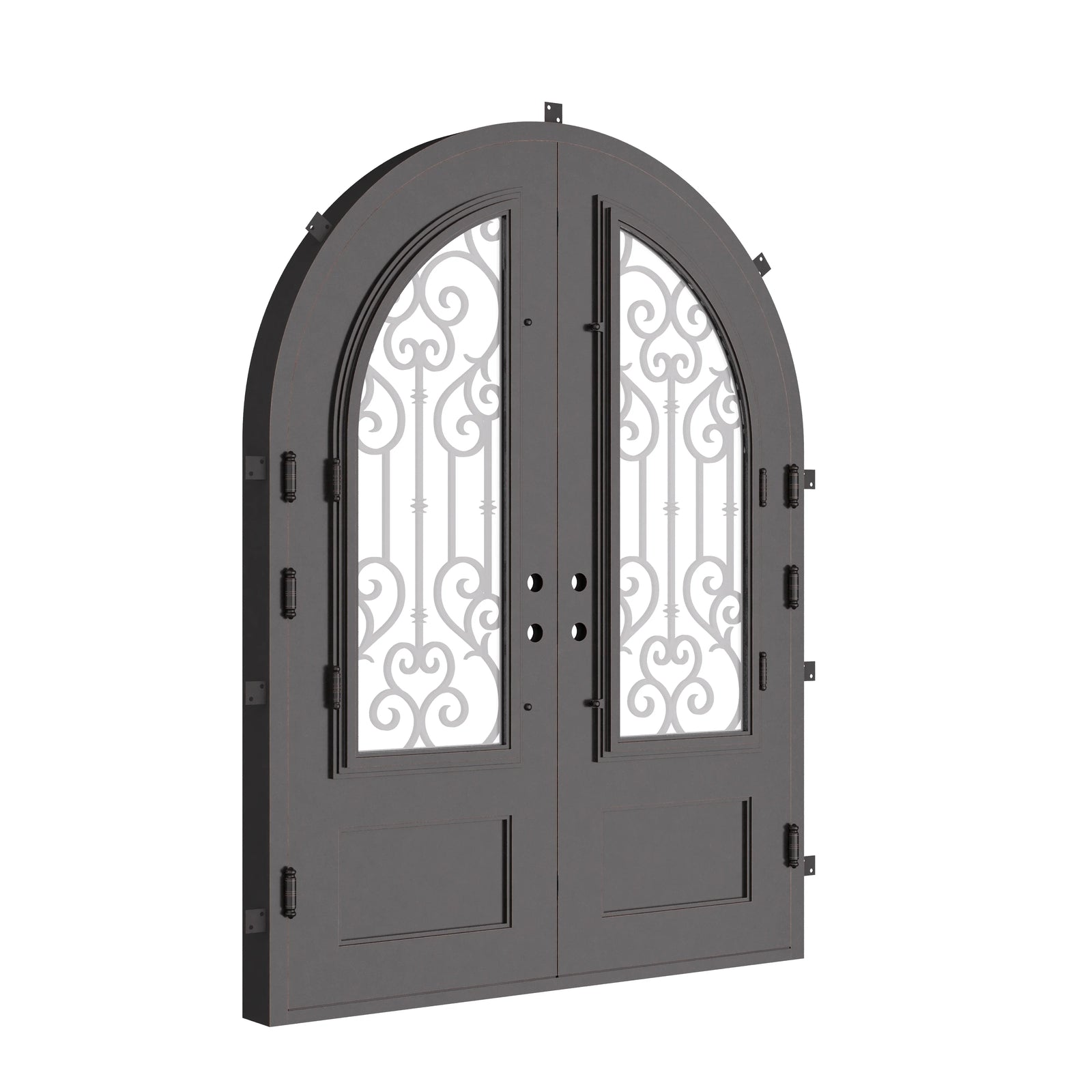 New York radius top iron french door with thermal barrier.