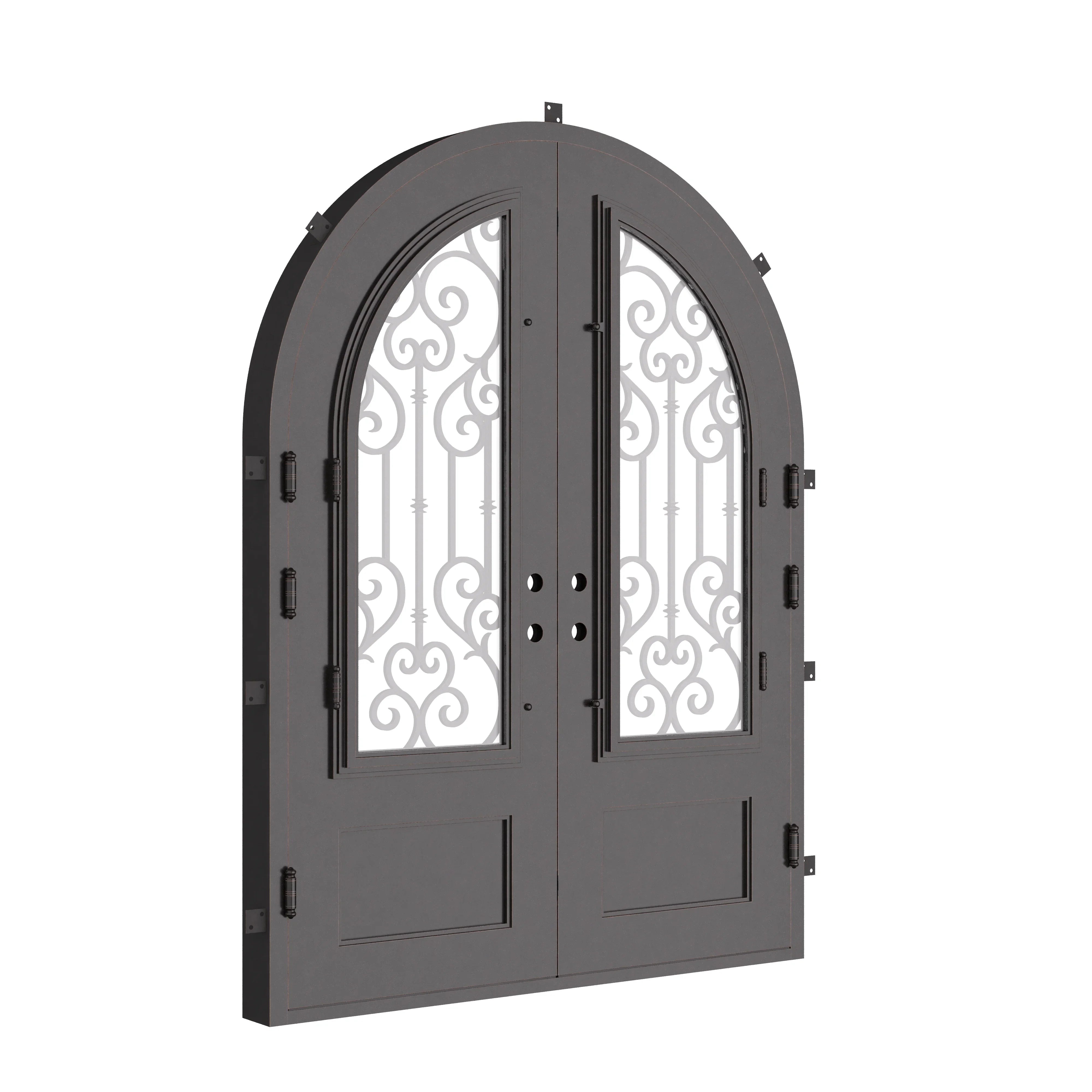 New York radius top iron french door with thermal barrier.